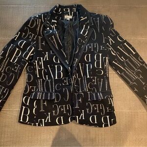 Chic Black Letter Print Women's Blazer